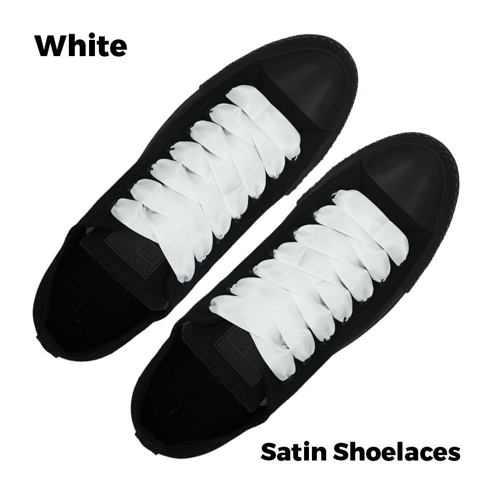 white ribbon shoe laces