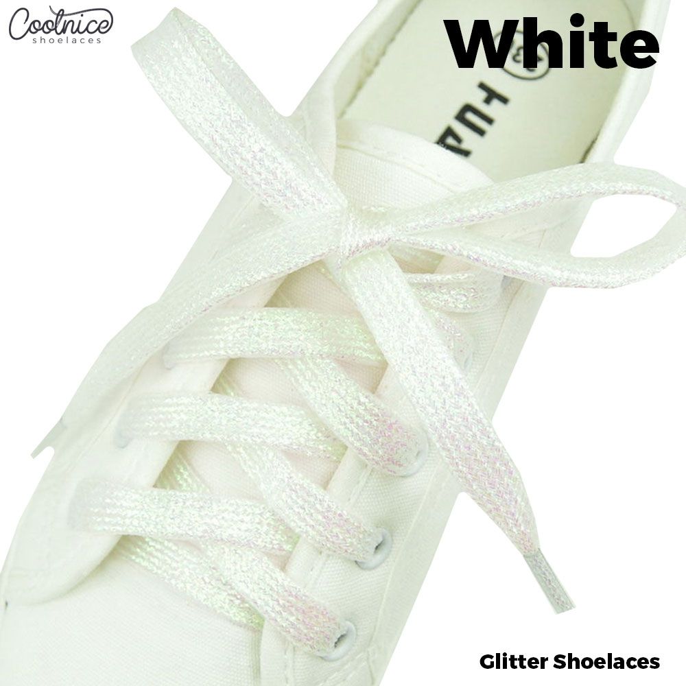 white glitter shoelaces