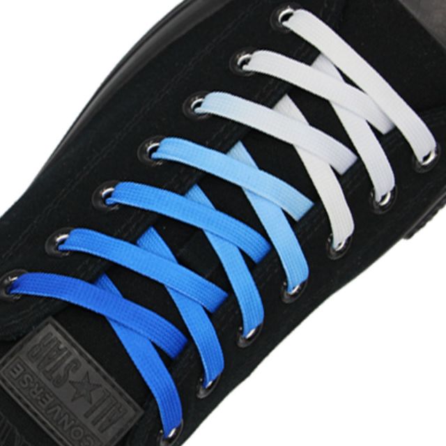 Length: 110cm | Width: 10mm | Blue Faded Shoelace Flat