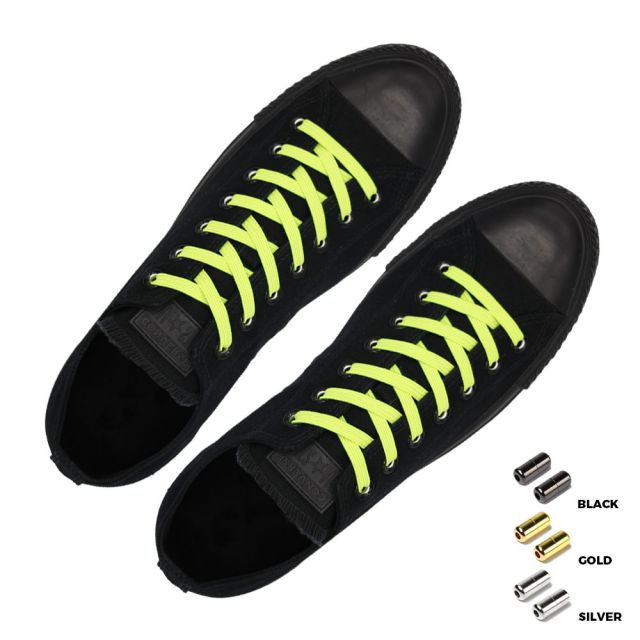 Capsule Lock Flat Elastic Shoelaces Neon Yellow