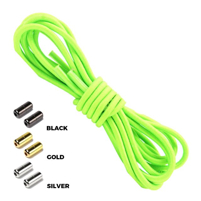 Neon Green Round Elastic Shoelaces Capsule Lock