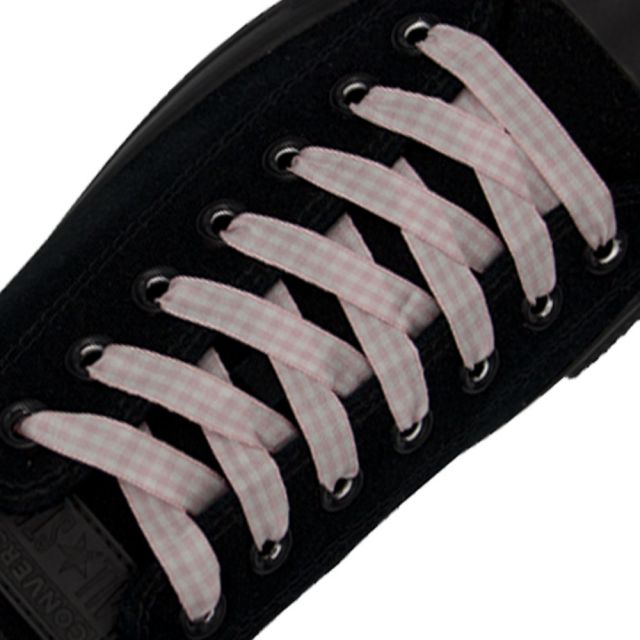 Check Shoelace - Light Pink 120cm Length 1cm Width Flat