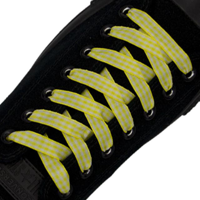 Check Shoelace - Yellow 120cm Length 1cm Width Flat
