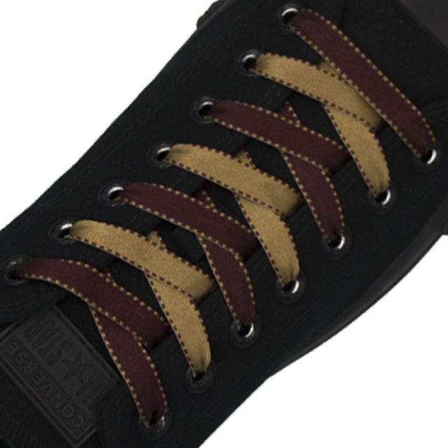 Satin Ribbon Shoelaces Two Tone Flat Maroon Brown - 100cm Length - 1cm Width