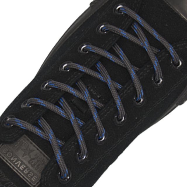 Dark Grey with Blue Spots - Round Spotted Shoelace - Length 120cm Ø4mm