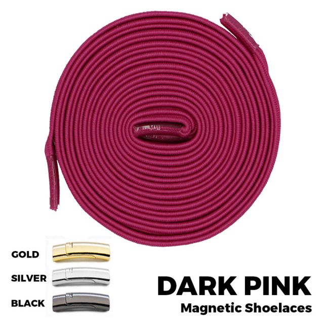 Dark Pink Magnetic Shoelace Lock Flat Elastic No Tie Laces