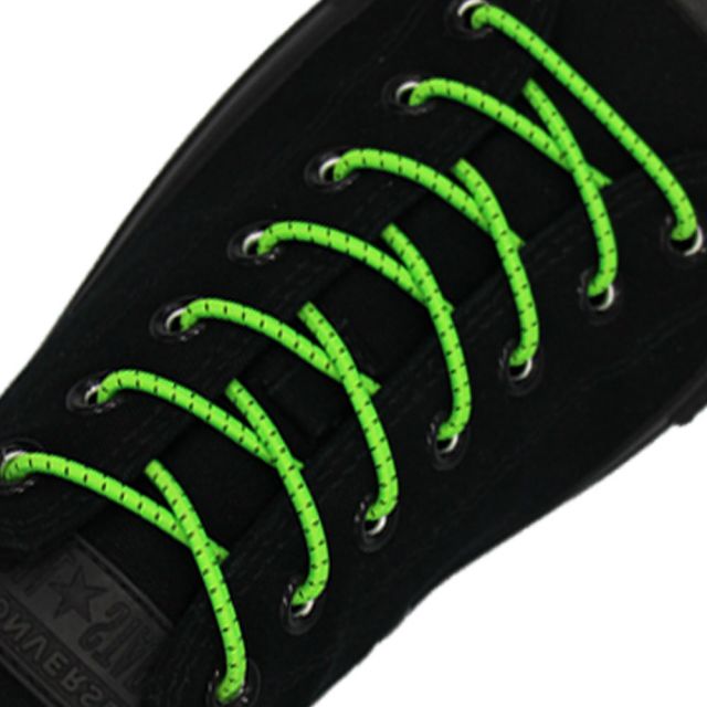 Neon Green Black Elastic Shoelace - 30cm Length 3mm Diameter