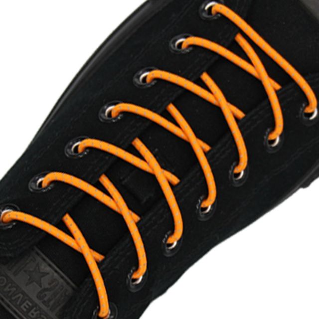 Reflective Orange Grey Elastic Shoelace - 30cm Length 3mm Diameter