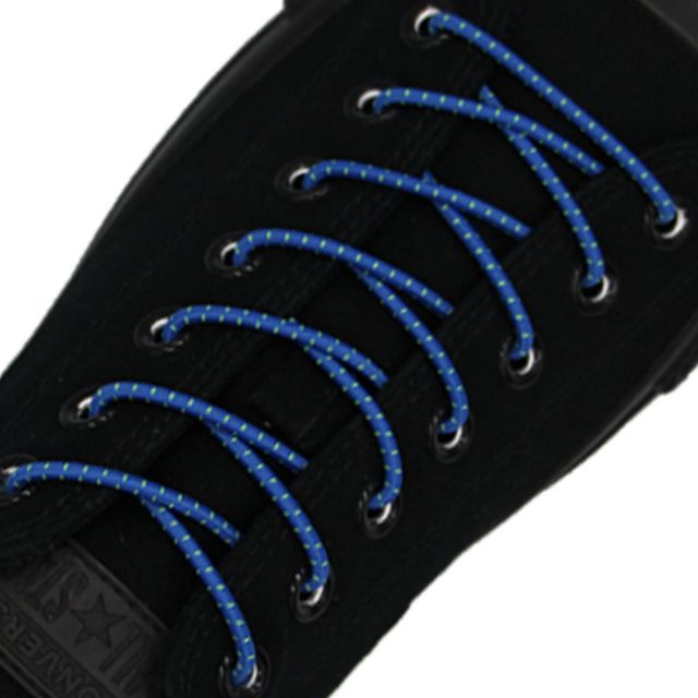 Royal Blue Yellow Elastic Shoelace - 30cm Length 3mm Diameter