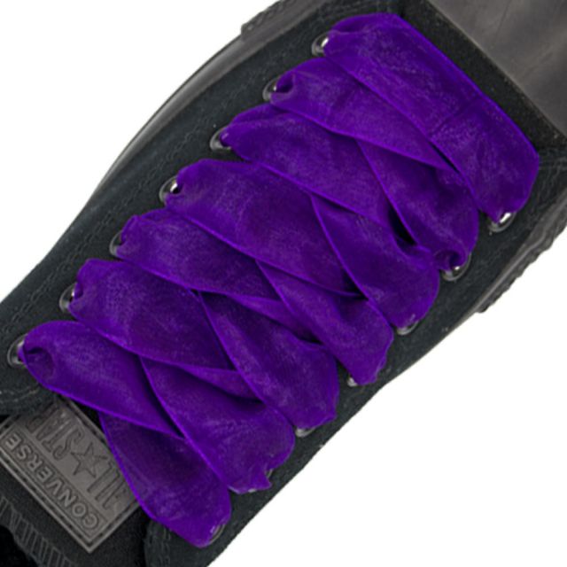 Organza Shoelaces - Dark Purple 120 Length 2.5cm Width Flat