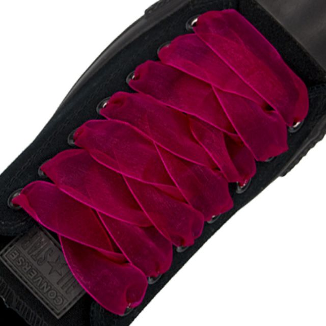 Organza Shoelaces - Wine Red 120cm Length 2.5cm Width Flat