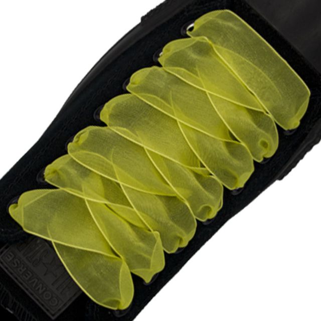Organza Shoelaces - Yellow 120cm Length 2.5cm Width Flat