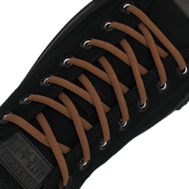 Oval Elastic No Tie Shoelaces - Brown