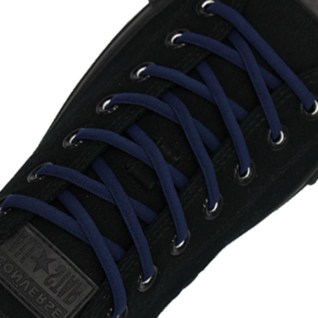 Oval Elastic No Tie Shoelaces - Navy Blue