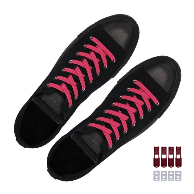 Coolnice Flat Elastic No Tie Shoelaces - Pink