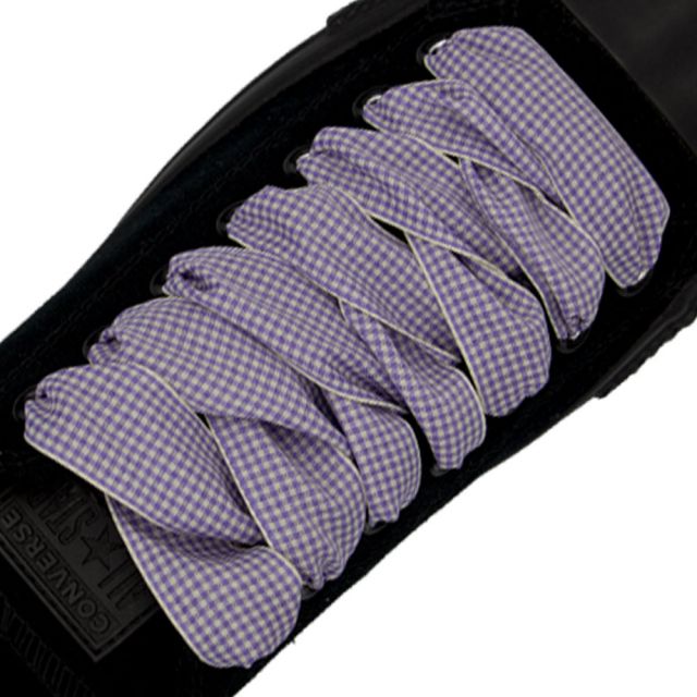 Plaid Shoelace Checkered Small - Purple Flat Length 120cm Width 2.5cm