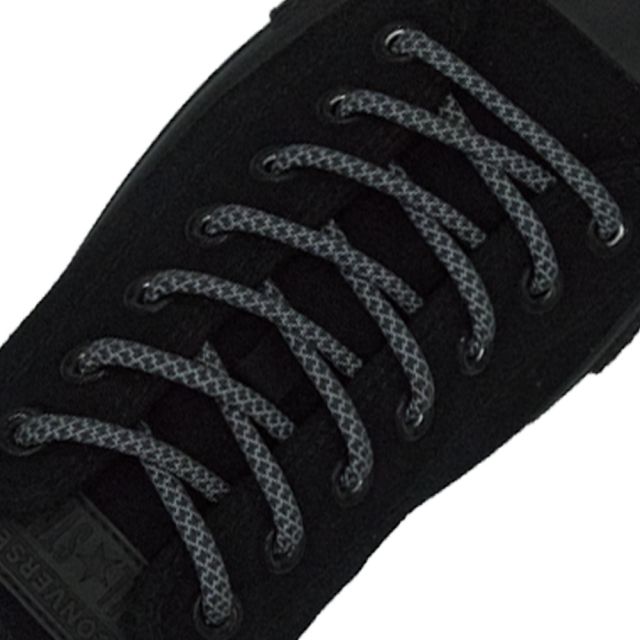 Reflective Shoelaces Round Dark Grey 100 cm - Ø5mm Cross