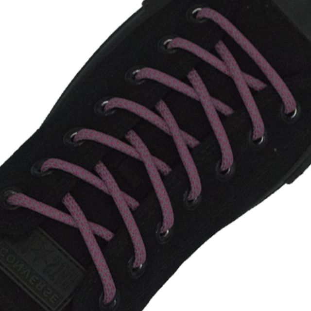 Reflective Shoelaces Round Dark Pink 100 cm - Ø5mm Cross