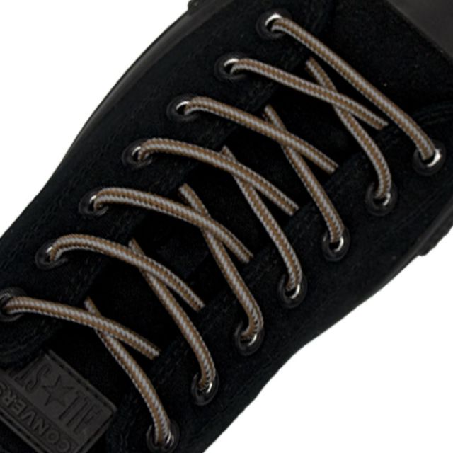 Two Tone Reflective Bootlace Shoelace Brown Grey 100cm - Ø4mm STRIPE