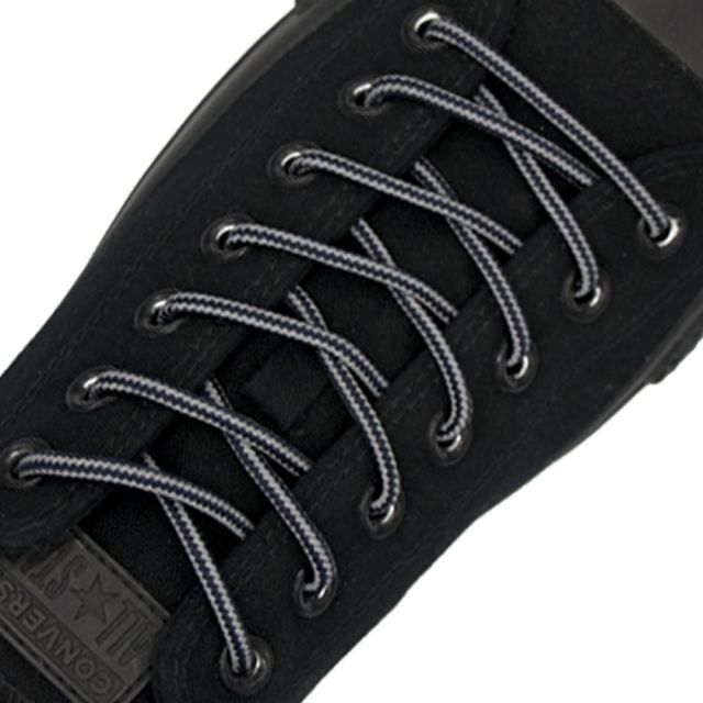 Two Tone Reflective Bootlace Shoelace Navy Blue Grey 100cm - Ø4mm STRIPE