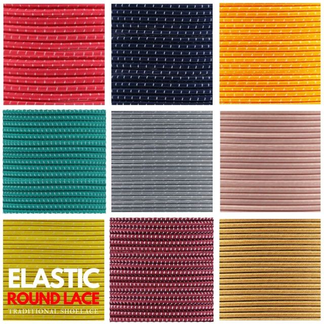 White Dash Elastic Shoelace - Round Ø3mm