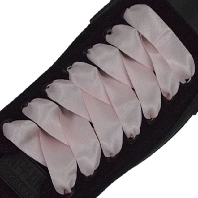 Satin Ribbon Shoelaces Flat Icy Pink - 100cm Length - 2cm Width