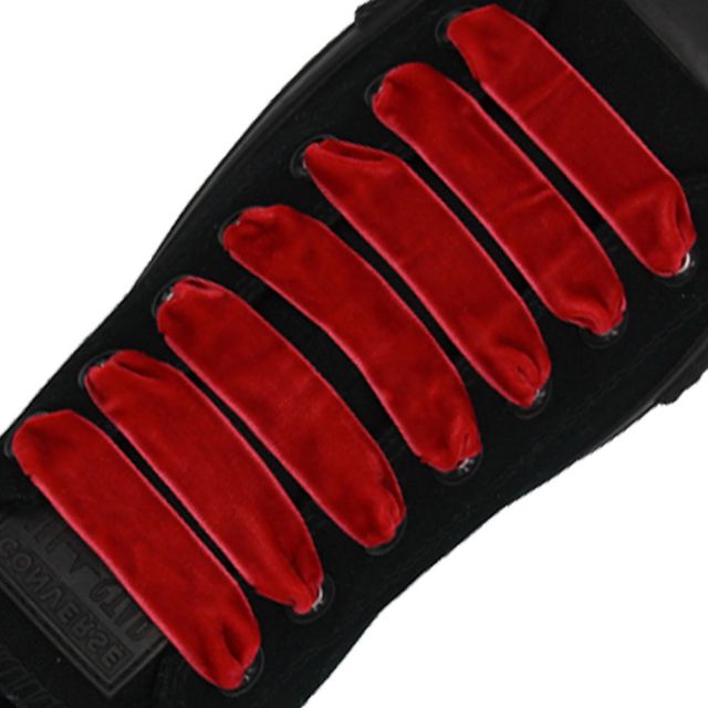 Velvet Ribbon Shoelaces - Red L: 80cm W: 1.5cm oFashion