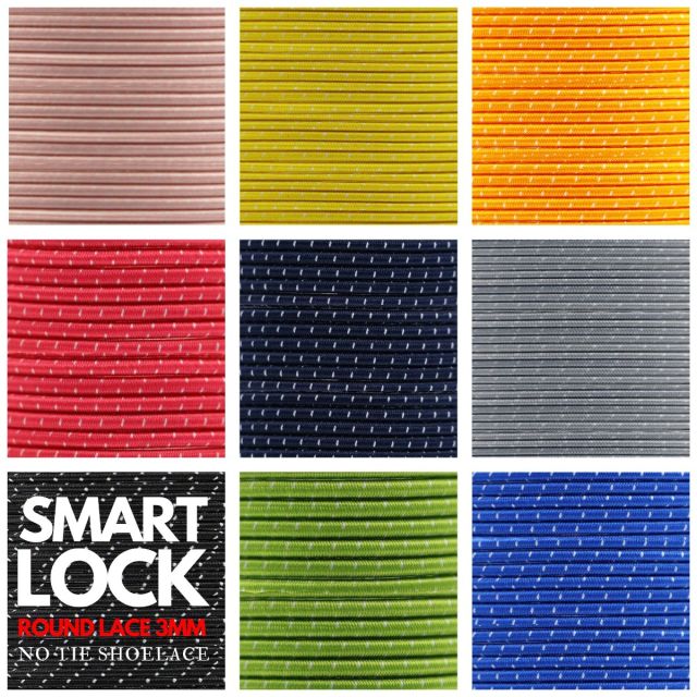 White Dash Smart Lock No Tie Shoelaces - 100cm Round Elastic Ø3mm